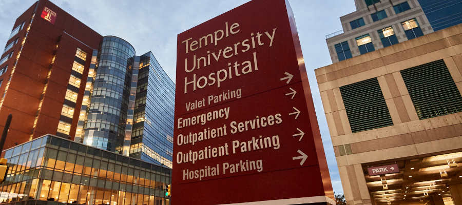 Temple University Hospital - Main Campus sign