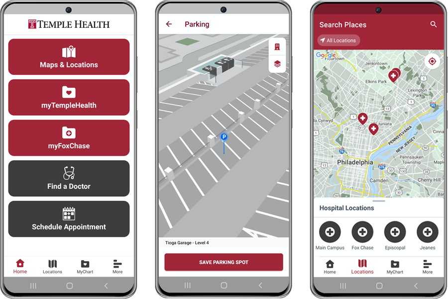 Temple Health Now App screenshots