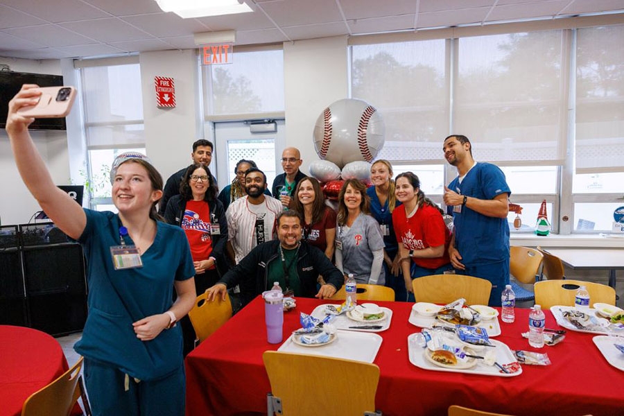 Taking a selfie at the Jeanes Campus Block Party.