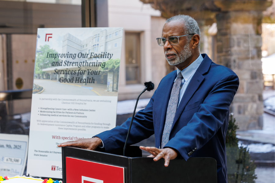 Pennsylvania State Senator Art Haywood speaks to Temple Health-Chestnut Hill Hospital’s importance to the community.