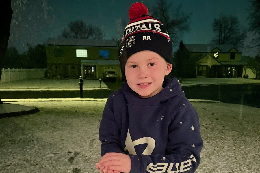 Gavin in the snow just after receiving the call that he was cancer-free.