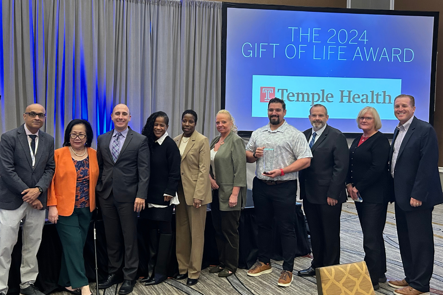 Temple’s commitment to organ donation is such that Temple University Hospital was honored with the 2024 Gift of Life Donor Award from the Gift of Life Donor Program and the Hospital and Healthsystem Association of Pennsylvania Southeast Connect.