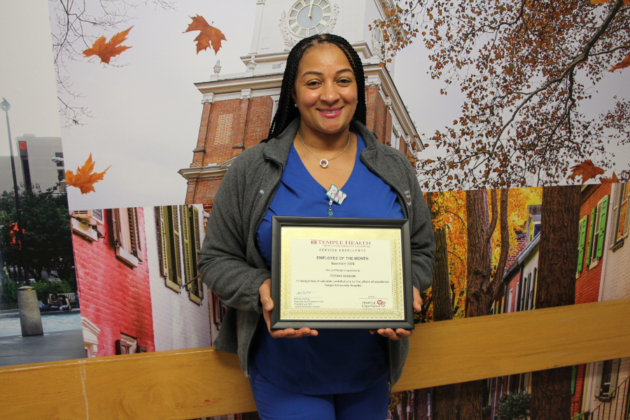 Tiffany Denson, BSN, RN, winner of November's Service Excellence Employee of the Month Award at TUH-Main Campus. 