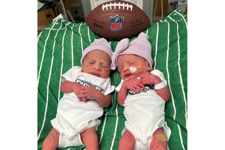 What’s cuter than one baby in an Eagles onesie? How about two?