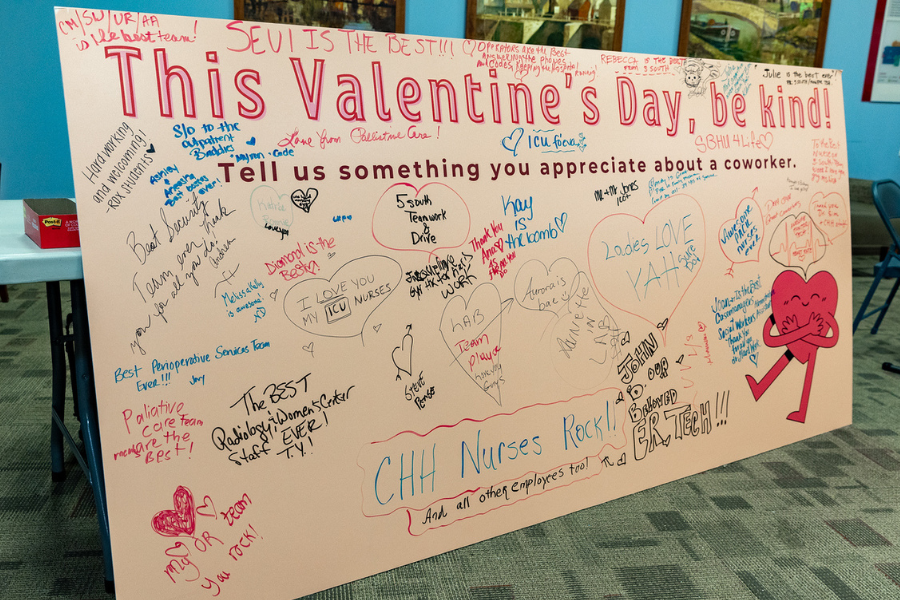 Employees shared their appreciation for their teammates on the Temple Health-Chestnut Hill Hospital ‘Be Kind’ posterboard.