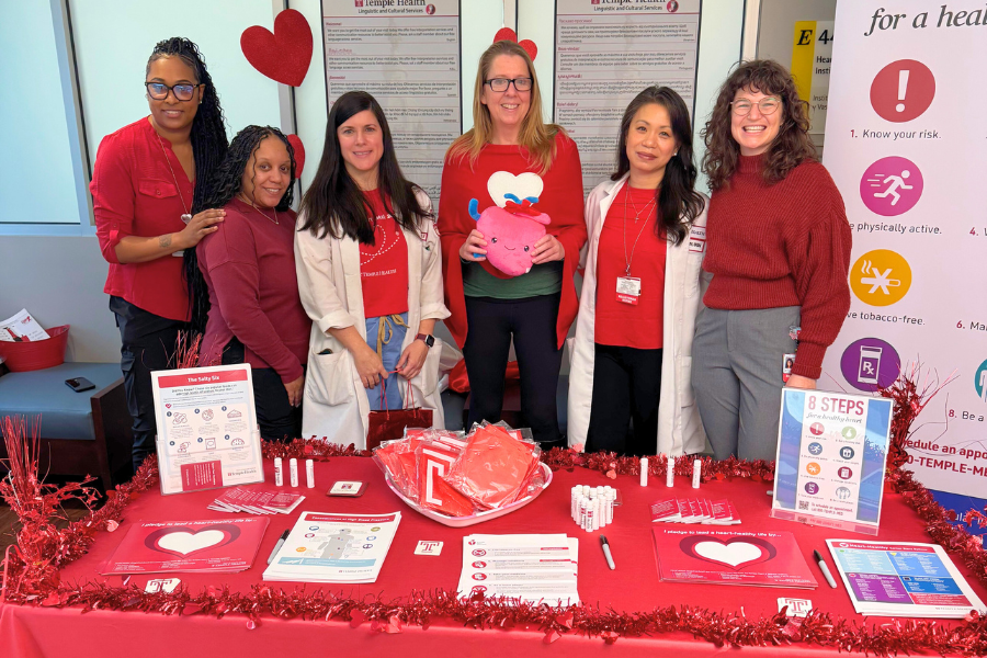 Some of the members of the Advanced Heart Failure Team at the TUH-Main Campus Go Red Day event. 