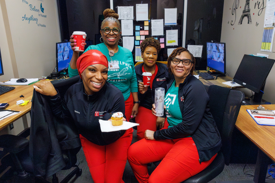 These team members showed off their cupcakes and coffee at TUH-Main Campus.