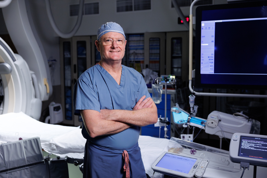 Dr. Brian O’Murchu, MD, FACC, Director of the Cardiac Catheterization Lab and Professor of Clinical Medicine at the Lewis Katz School of Medicine.