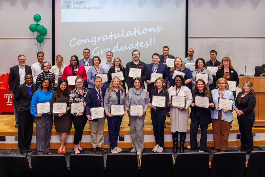 The inaugural Temple Health Green Belt program cohort at their graduation ceremony.