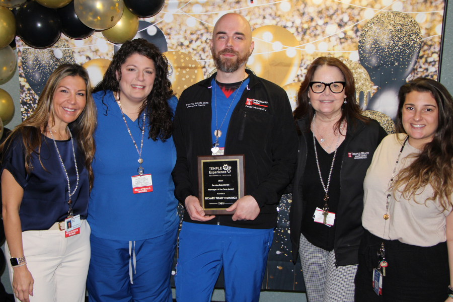 Associate Director of Nursing Services Brian Fitzpatrick celebrates being named TUH-Main Campus’ Manager of the Year