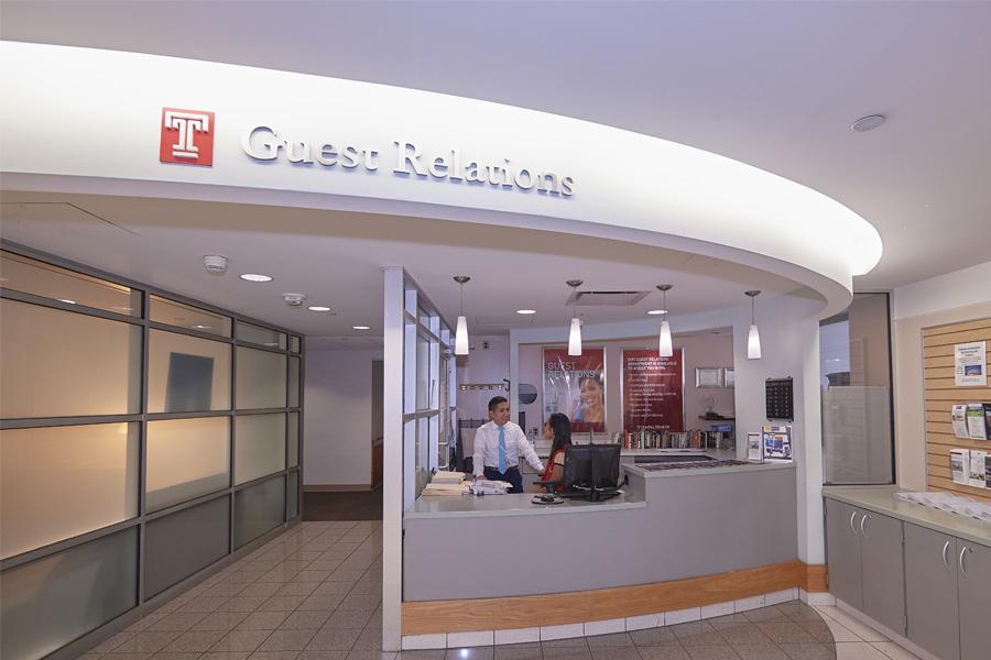 Guest Relations desk at Temple University Hospital