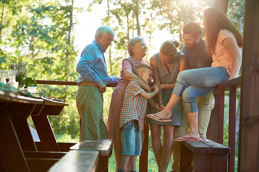 Family spending time together outside