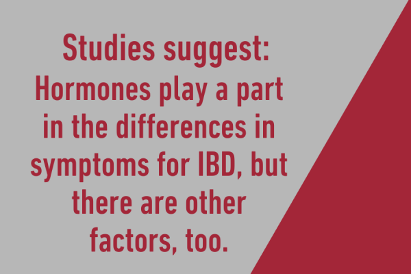 Studies suggest that hormones play a part in the differences in symptoms for IBD, but there are other factors, too
