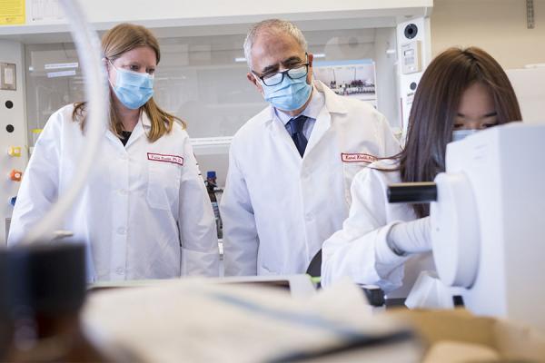 Tricia H. Burdo, PhD, and Kamel Khalili, PhD in HIV lab