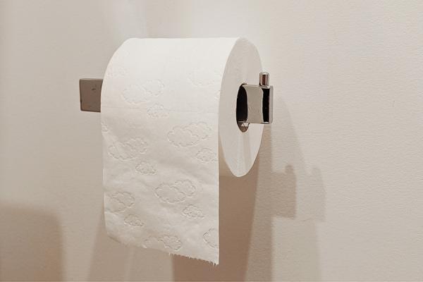 Toilet paper on roller holder