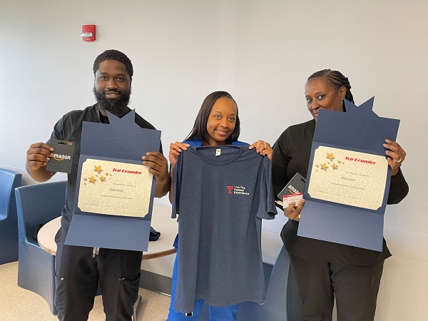 (From left) The three winners of Episcopal's Top Rounders Contest: Malik Fields, Suhaylah Abdur-Rahman, and Marie Cadet.