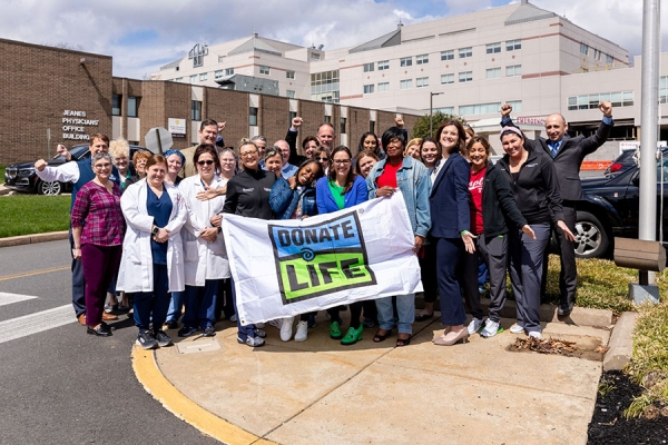 The Jeanes Campus team after a flag-raising ceremony