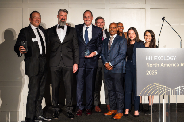 Members of the Temple Health Legal Department (with Ryan, center) at the Lexology North American Legal Awards.