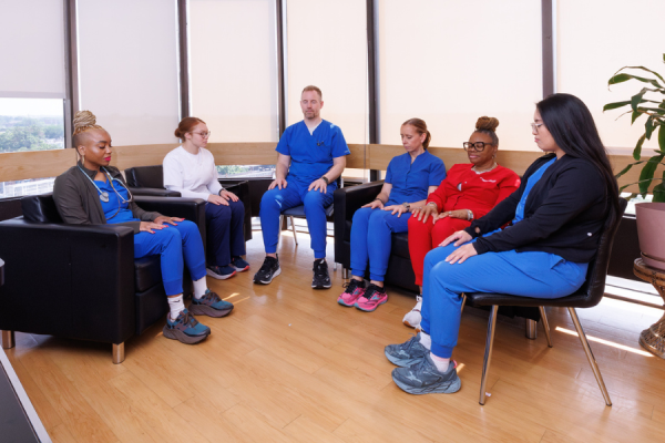 Everett leads a Mobile Mindfulness session with clinical staff.