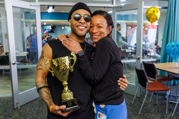 Temple’s Got Talent TUH-Main Campus winner Renny Tracey Hamlette (left).