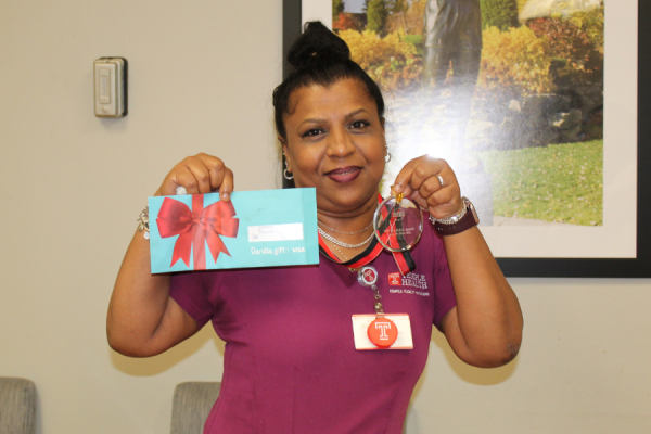 Medical Assistant Sharon Jackson with her TFP C.A.R.E.S. Award.