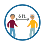 Stay six feet apart icon