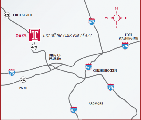 Temple Health Oaks map