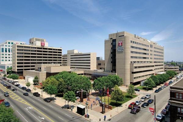 Shot of Temple University Hospital from the sky
