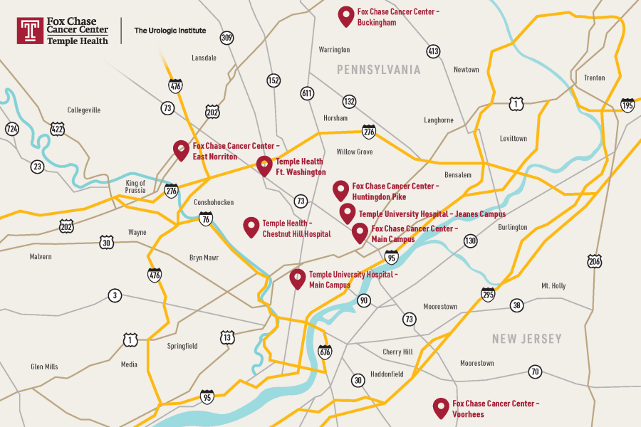 Fox Chase Temple Urology Map