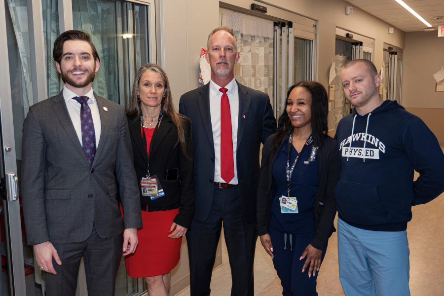 Senator Picozzi and Representative Dougherty with Jeanes employees, community members, and leadership during their visit to TUH-Jeanes Campus.