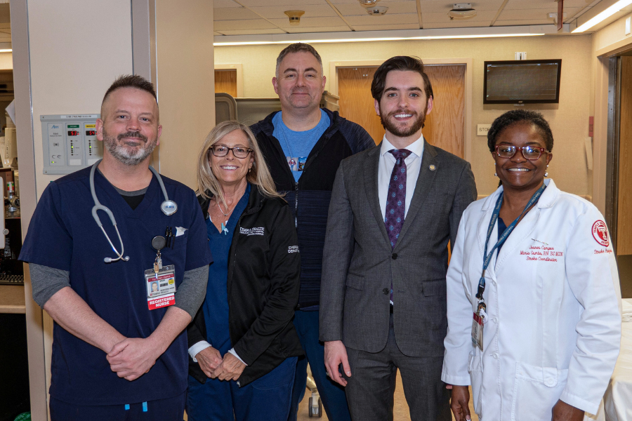 Senator Picozzi and Representative Dougherty with Jeanes employees, community members, and leadership during their visit to TUH-Jeanes Campus.