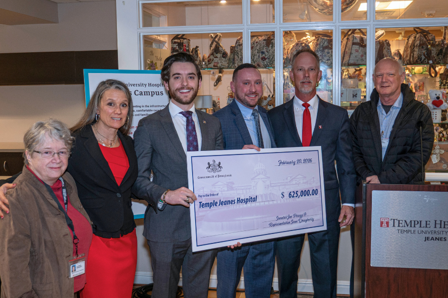 Senator Picozzi and Representative Dougherty with Jeanes employees, community members, and leadership during their visit to TUH-Jeanes Campus.