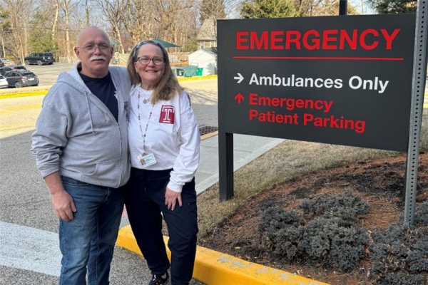 Zimmerman with John Gallagher, who came to visit her at Chestnut Hill Hospital.