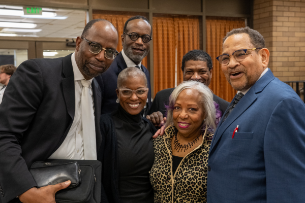 Reverend Michael A. Major, Sr., Board President and Founder of Called to Serve CDC (front left); April Baidal (center left); and Dr. Pitts (front right) with Brenda Young (center right); Fred Mole (back right); and Reverend James (back left).